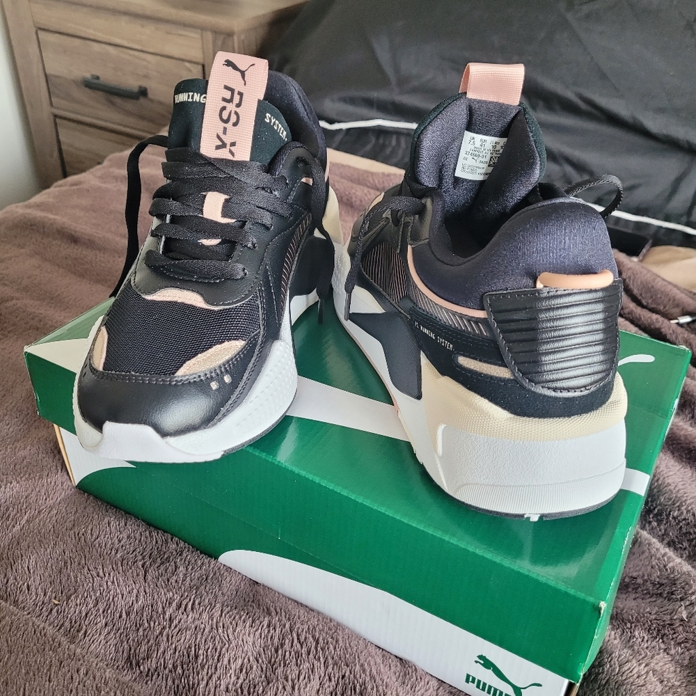 RARE Women's Rose Gold Puma RS-X Mono Metal Shoes